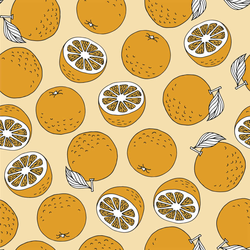 矢量彩色手绘橙子图案背景