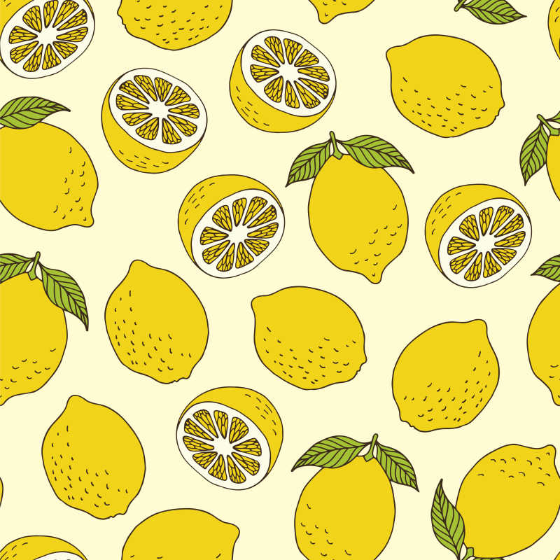 创意柠檬手绘图案矢量背景