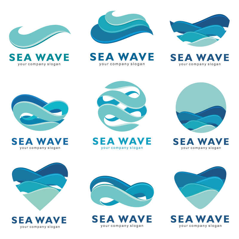 创意海浪波纹主题矢量图标设计
