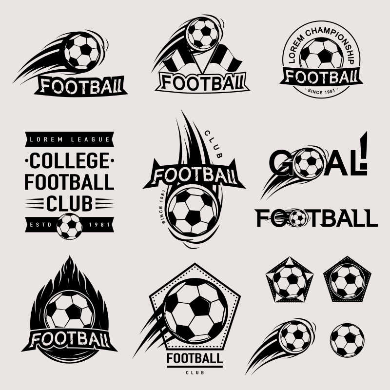 矢量复古足球徽章图标设计