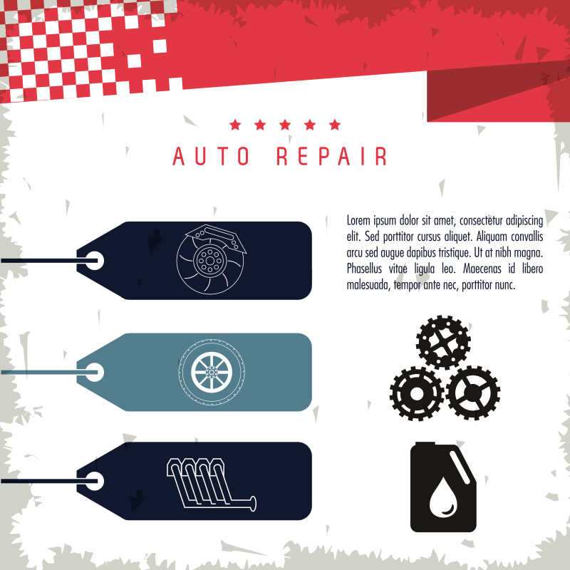 汽修中心相关标签矢量图标设计