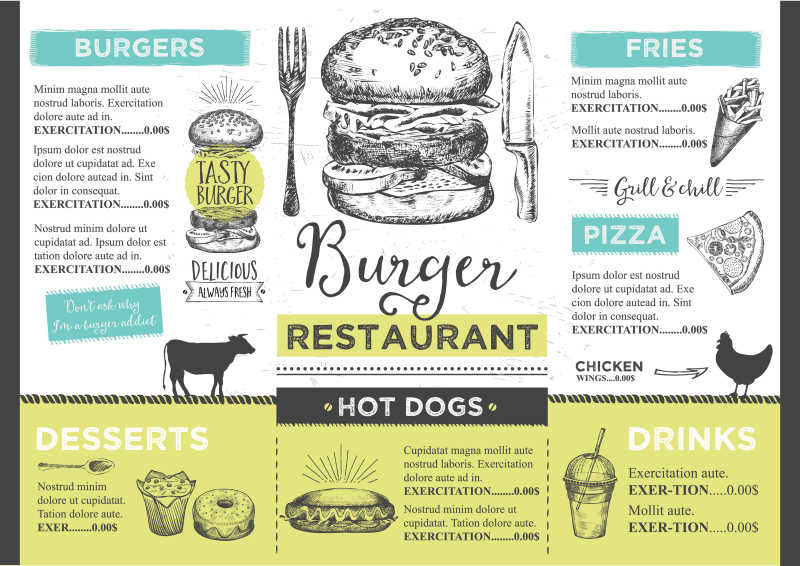 餐厅菜单矢量设计模板