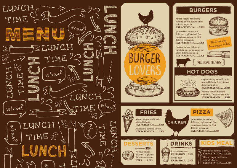 咖啡馆菜单矢量模板