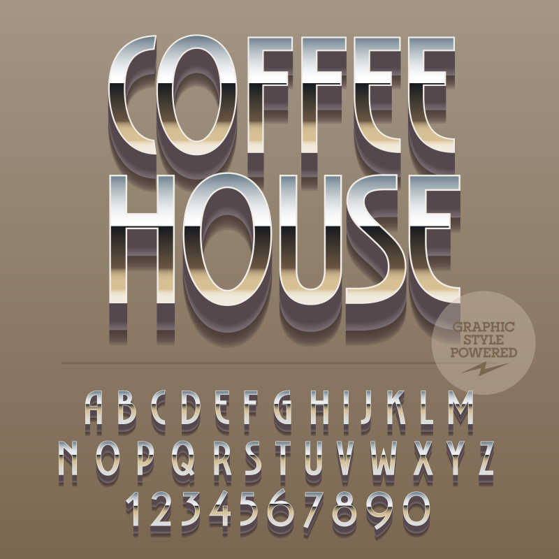 咖啡屋宣传海报矢量艺术字体背景