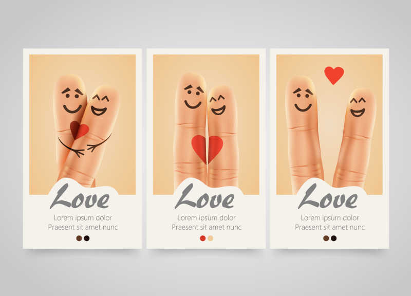 三组现代色彩的手指绘画