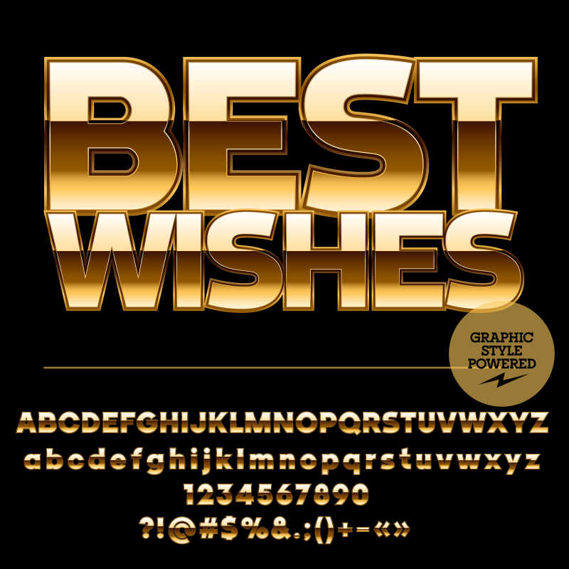 金色有光泽矢量数字字母设计元素