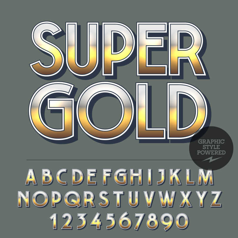 银色反光矢量数字字母字体设计元素