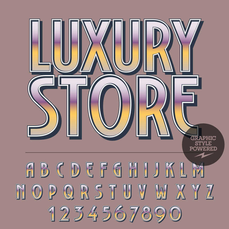 矢量黄紫渐变的数字字母字体设计元素