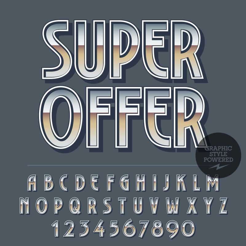 凹进的白边矢量数字字母字体设计元素