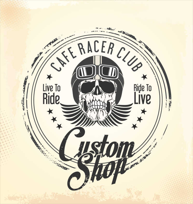 矢量老式摩托车标签背景