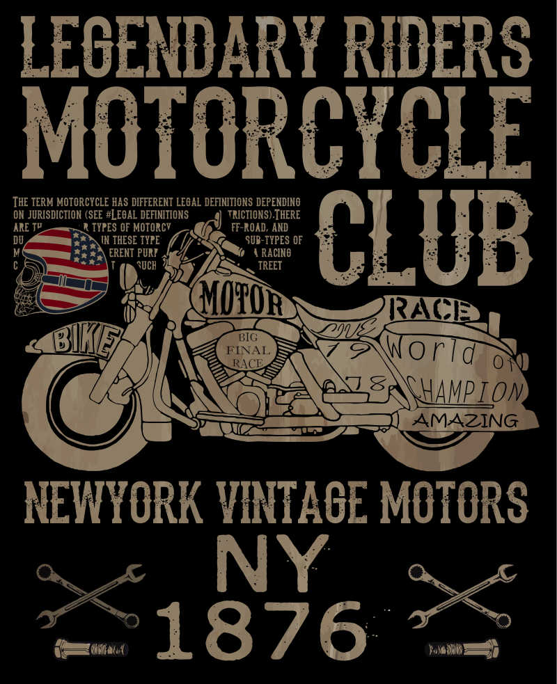 摩托车创意排版矢量插图