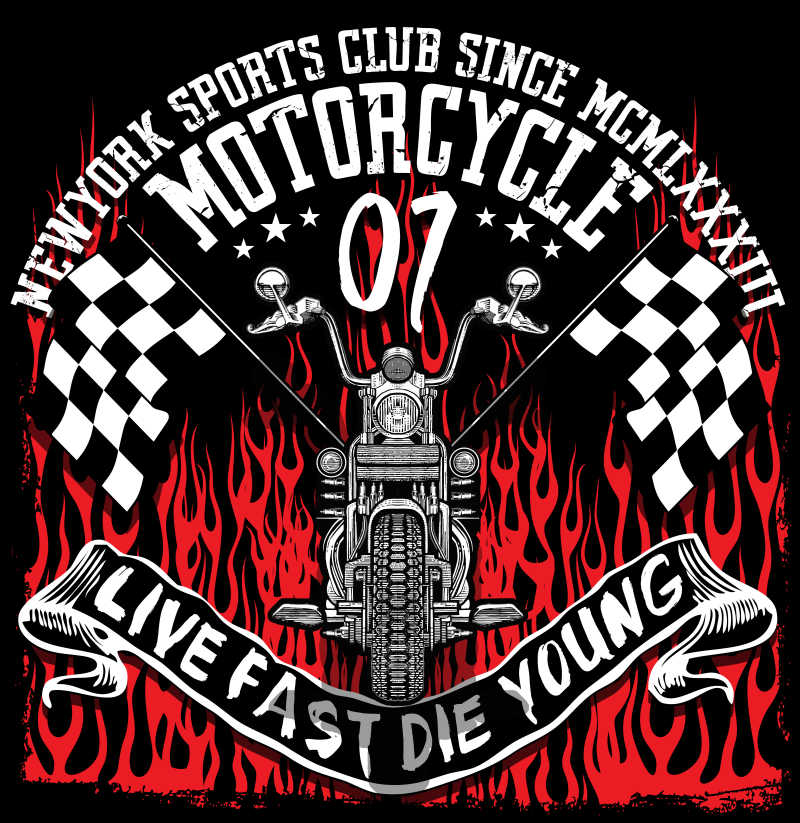 摩托车矢量创意插图