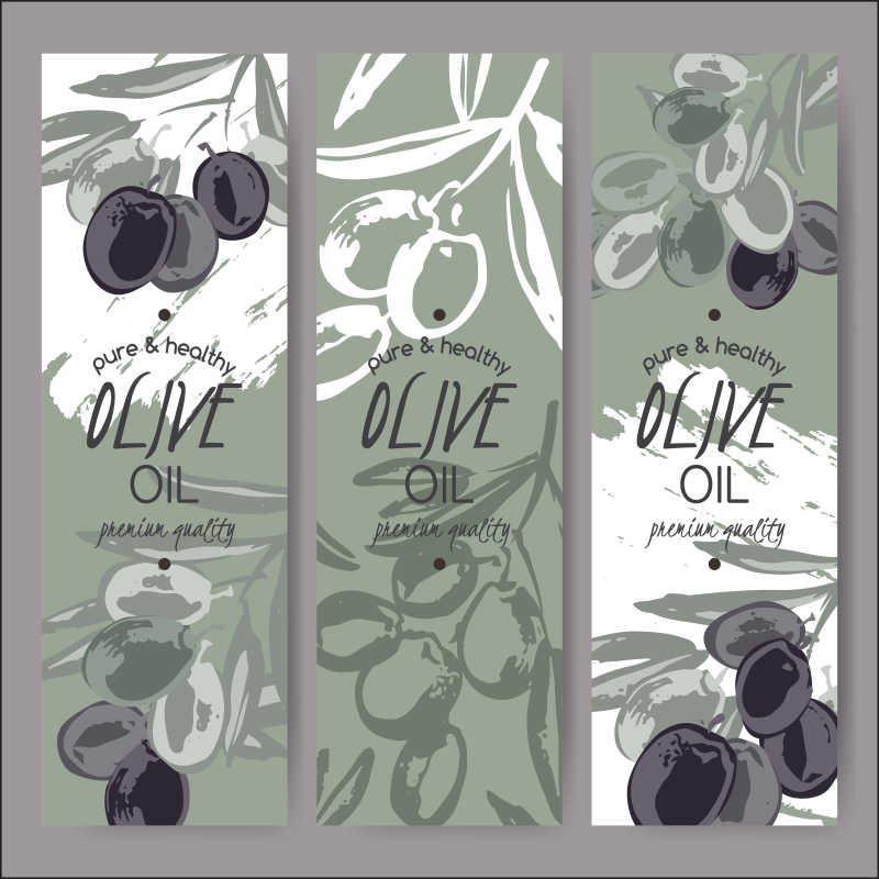 矢量手绘橄榄油创意手绘标签设计