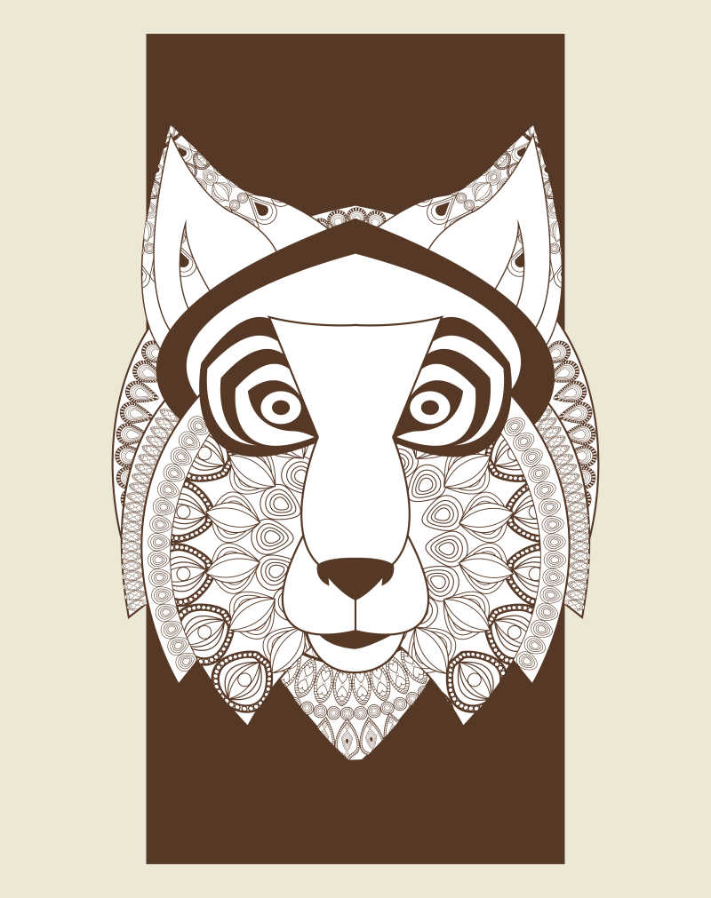 矢量的手绘风格狼头插画