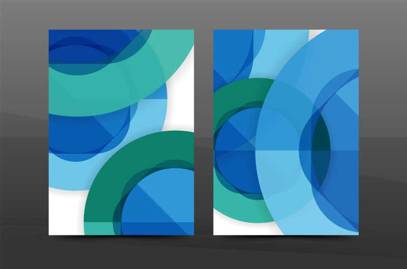 蓝色圆形几何抽象背景矢量宣传封面矢量设计模板