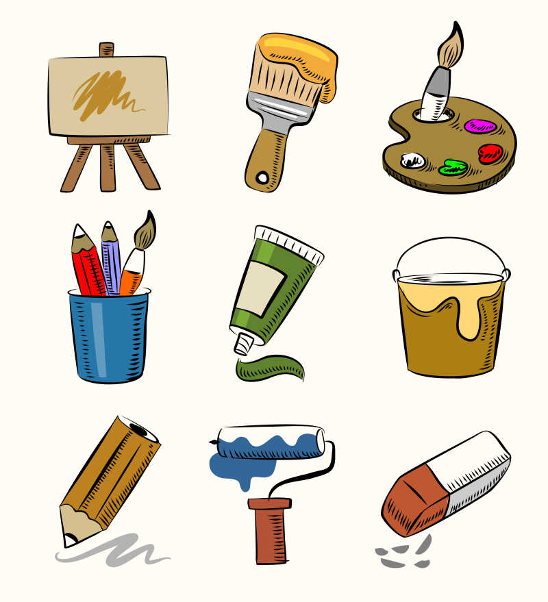 矢量手绘艺术风格图标