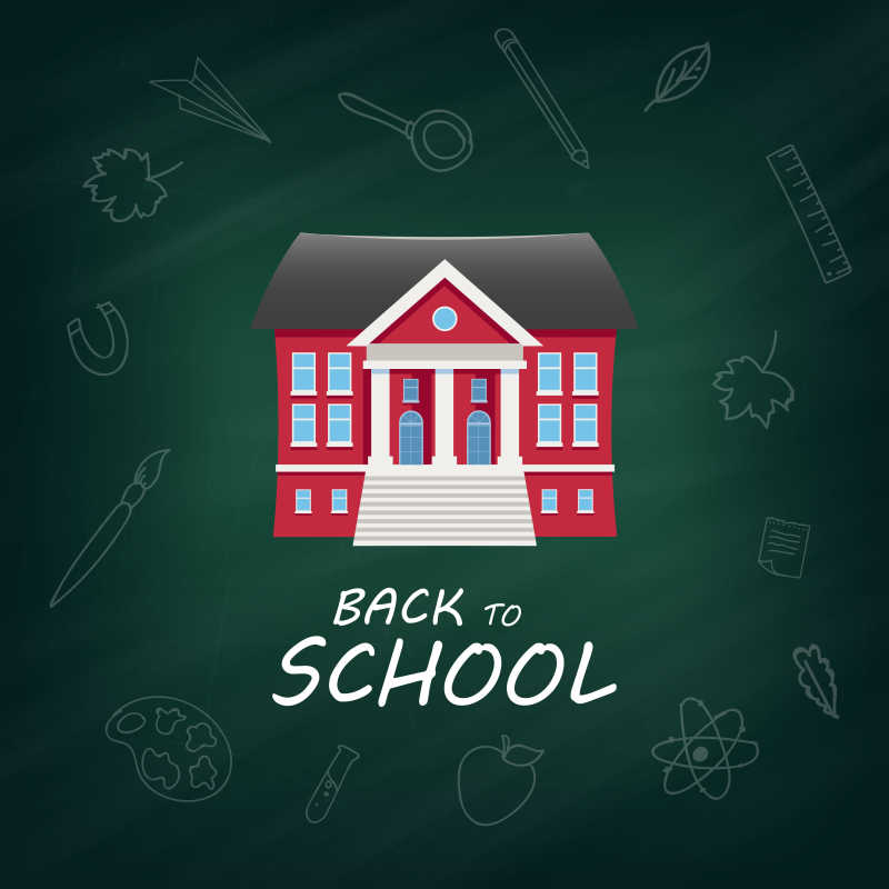 学校校舍设计的矢量插图