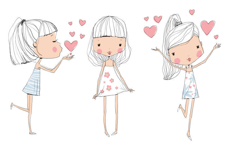 漂亮的小女孩矢量背景