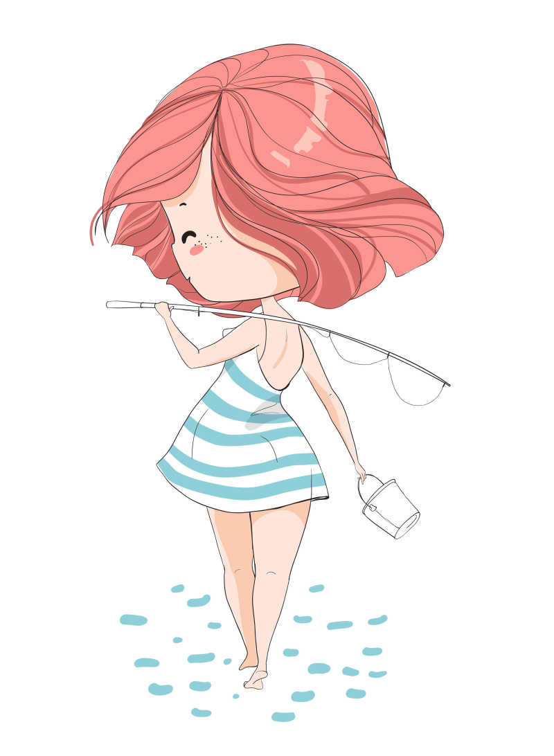 矢量的小女孩卡通形象
