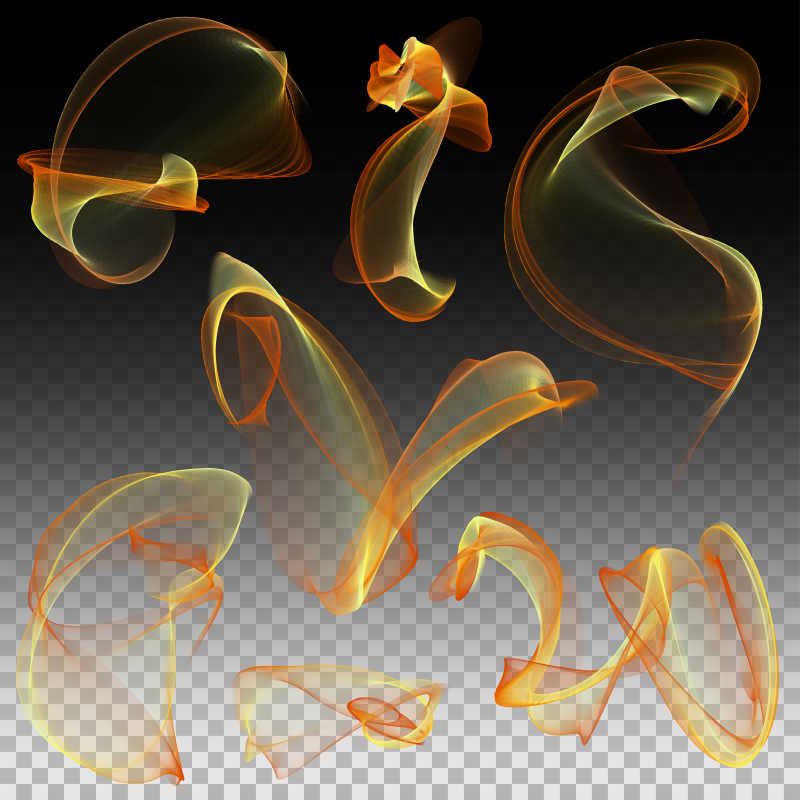 透明背景上的彩色照明效果矢量图