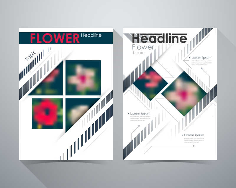 抽象花卉主题的矢量宣传册封面设计模板