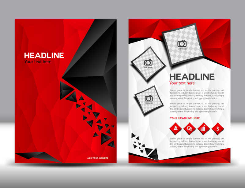 红色商业手册展品设计布局矢量模板