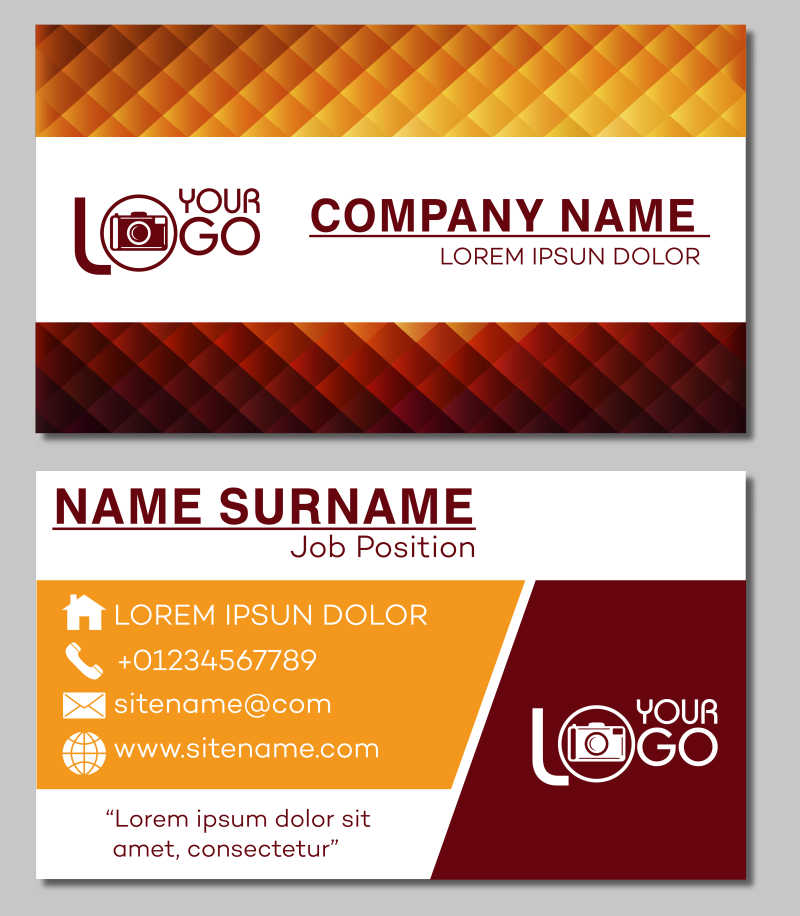 双色马赛克的创意矢量名片设计模板