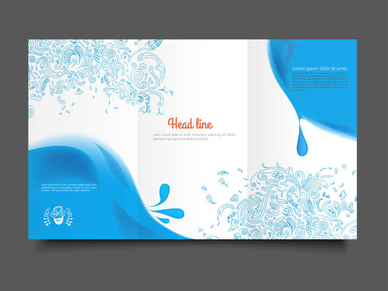 矢量三折业务手册平面设计模板