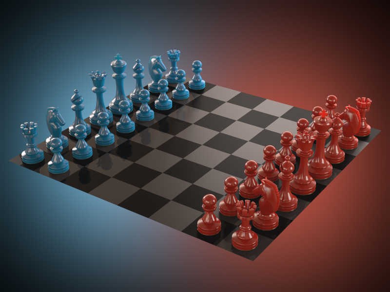 国际象棋棋盘上浮动的棋子