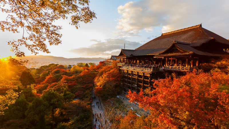 日本京都寺庙里的建筑风景