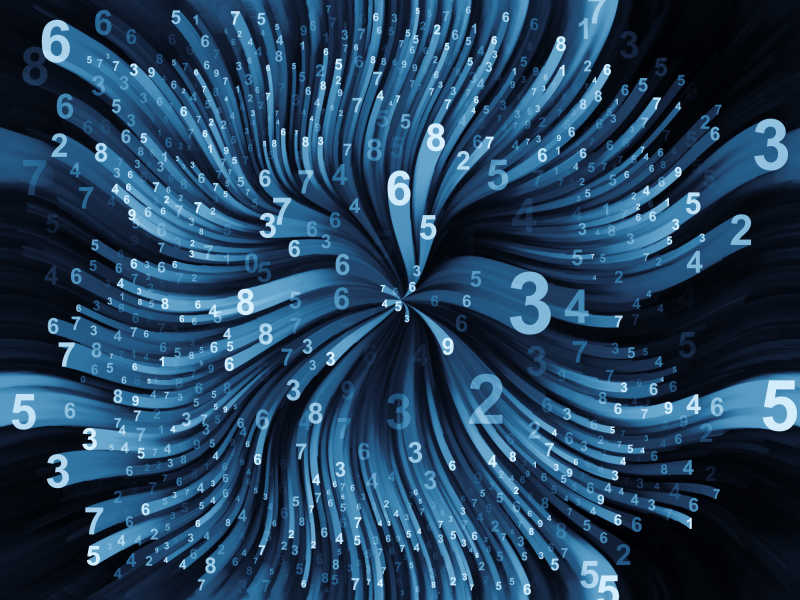 黑色背景下的蓝色数字模糊轨迹