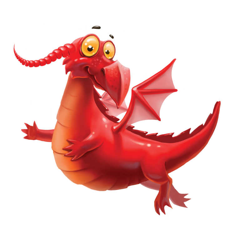 白色背景下的红色卡通恐龙