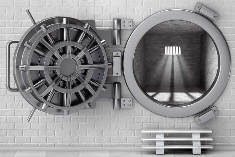 打开的开敞式银行保险库