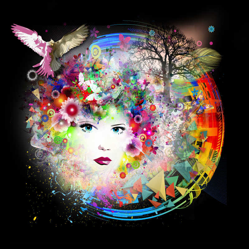 多彩的美女彩绘