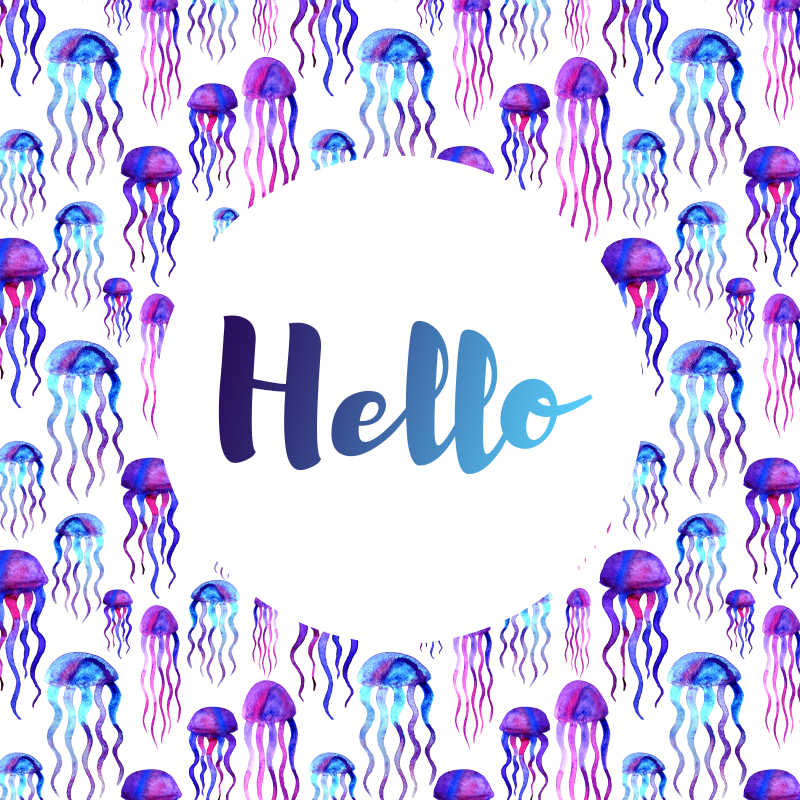 水彩水母贺卡