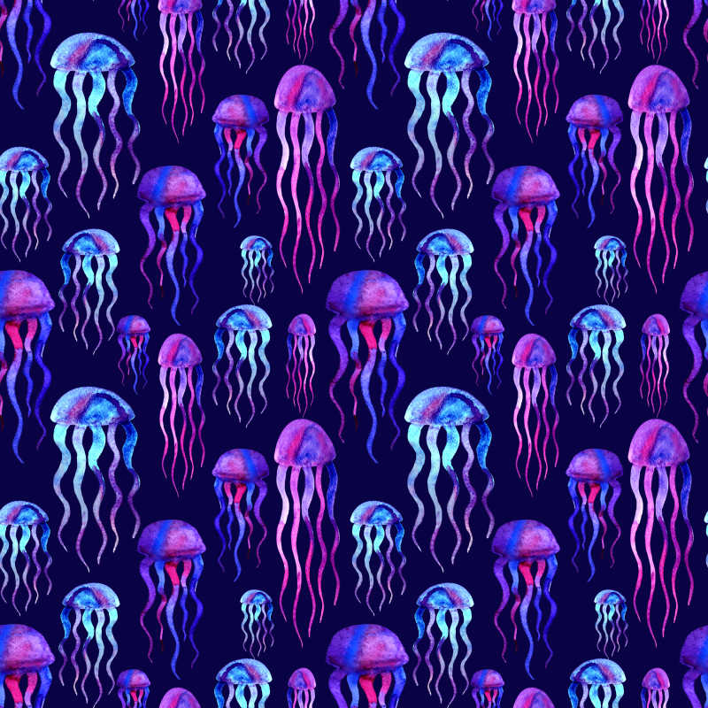 五彩缤纷的手绘水彩水母