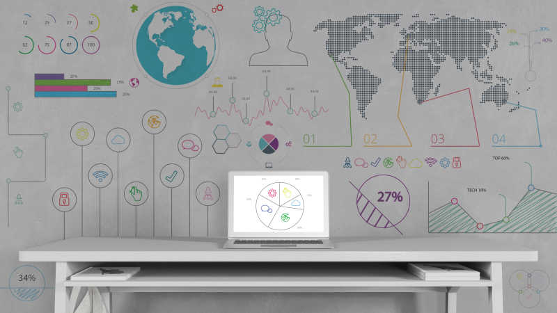 丰富的图表分析图背景墙