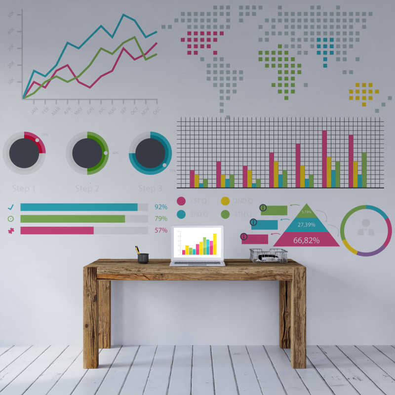 室内数据图标背景墙