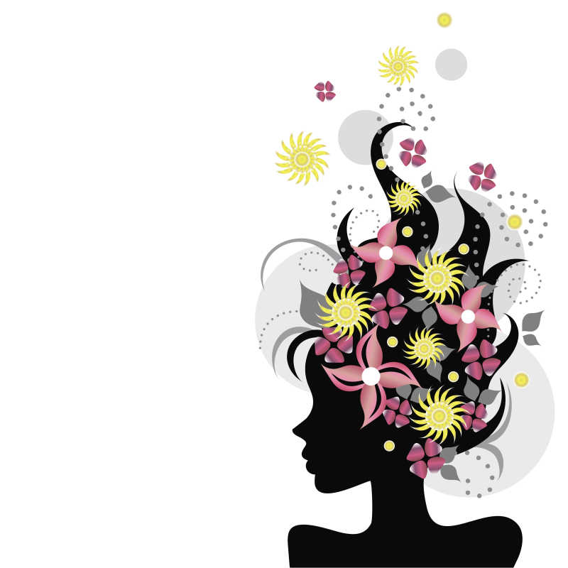 短发美女的剪影