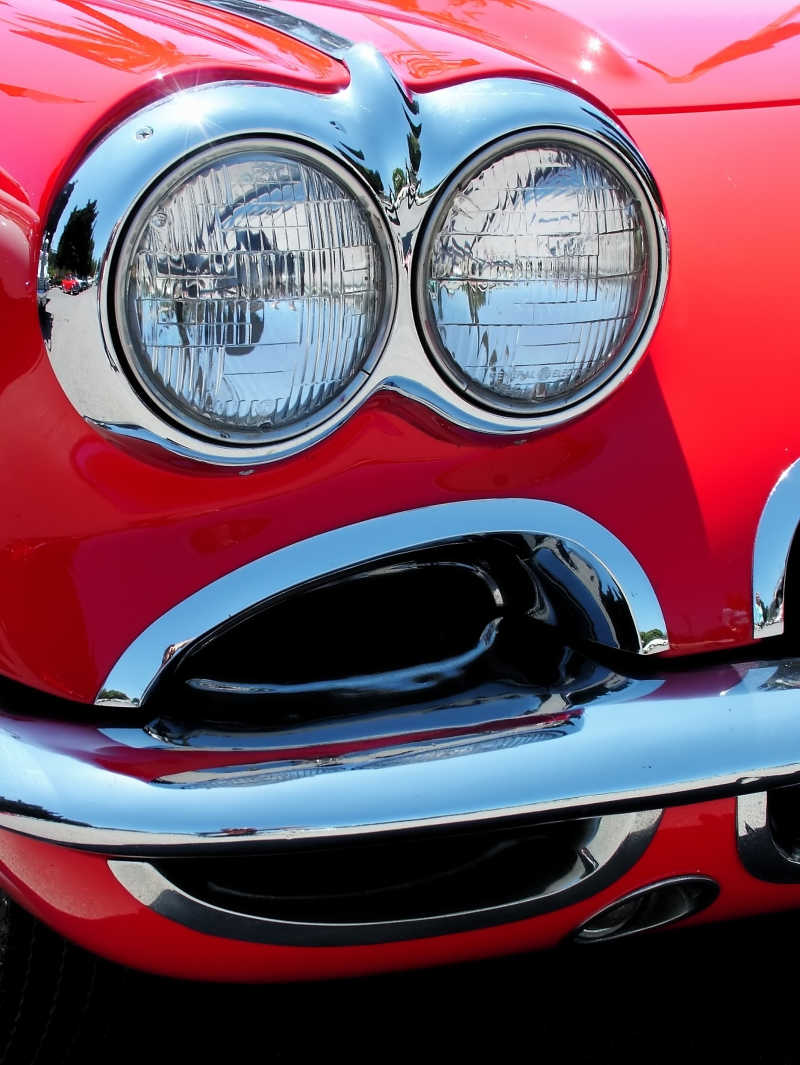 美国经典汽车车灯特写