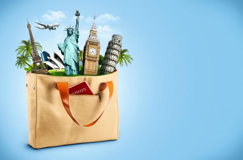 布袋子里的世界各国著名建筑模型