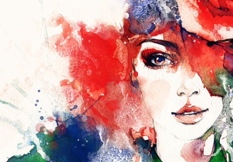 好看的水彩画美女