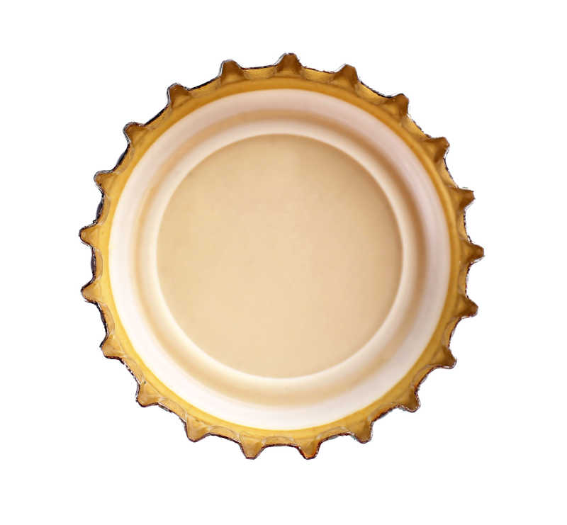 白色背景上一个白色啤酒瓶盖