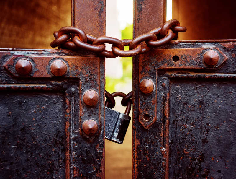 挂锁和大门