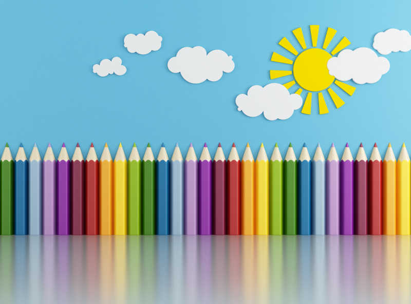 铅笔装饰的空幼儿园