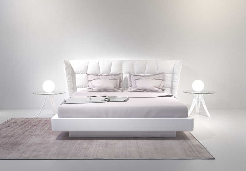 现代白色卧室粉红床单