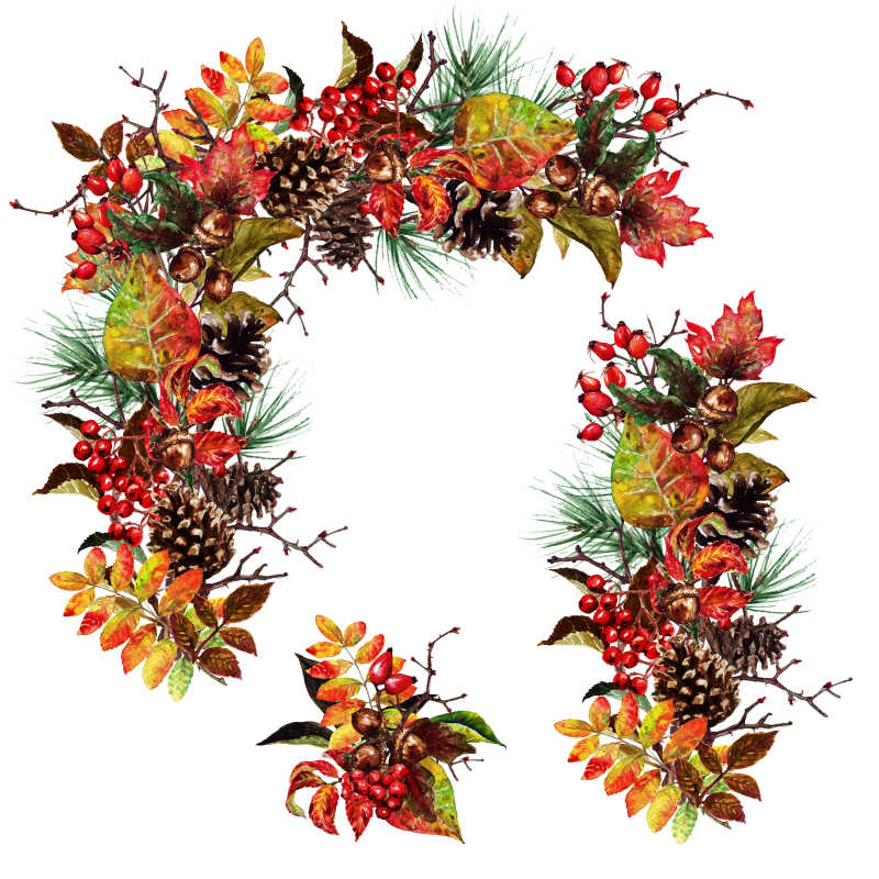 秋季水彩装饰插图