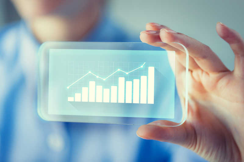 智能手机屏幕显示透明图表