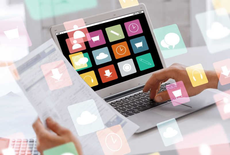 笔记本电脑屏幕上显示菜单图标