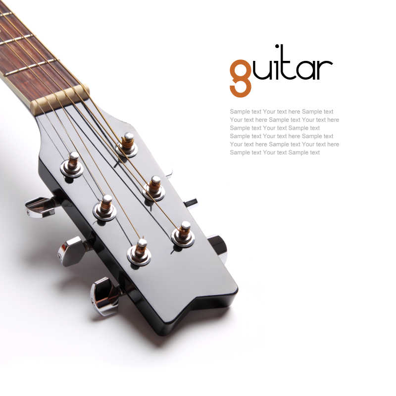 白色的背景下的吉他乐器